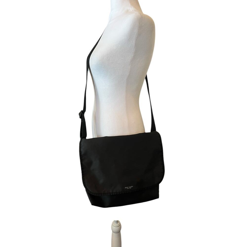 KATE SPADE MESSENGER BAG PURSE DIAPER BAG LAP TOP BAG BLACK NYLON MADE IN USA